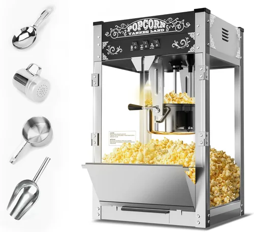 Máquina comercial de palomitas de maíz de 16 onzas, máquina grande de palomitas de maíz para encimera, 1440 W, máquina de maíz de mesa de cine con