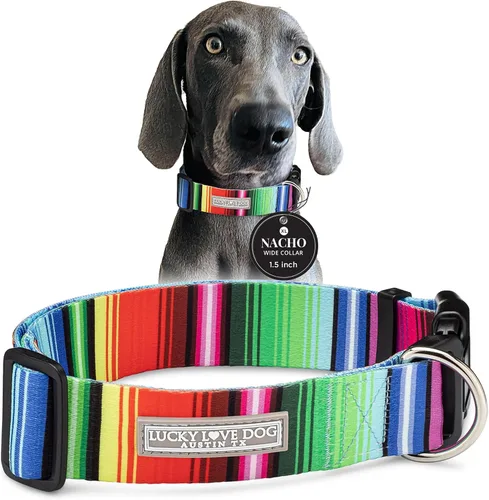 Miniatura 22 de Lucky Love Dog Collar Ancho para Perros - Collar Ajustable, Duradero, Tejido Suave y Cómodo de 1.5 Pulgadas de Ancho para Perros Machos y Hembras