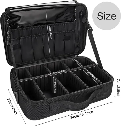 Miniatura 6 de Relavel - Estuche de maquillaje de viaje en tren de 13.8 pulgadas, estuche de cosméticos grande profesional, portátil, organizador y almacenamiento