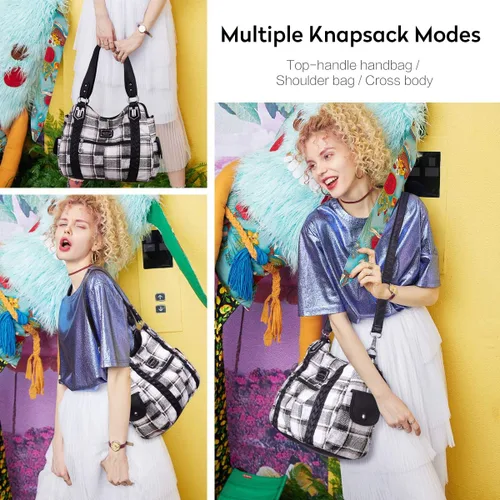 Miniatura 34 de Angel Barcelo - Bolsa de hombro amplia para mujer, diseño Hobo, cuero lavado