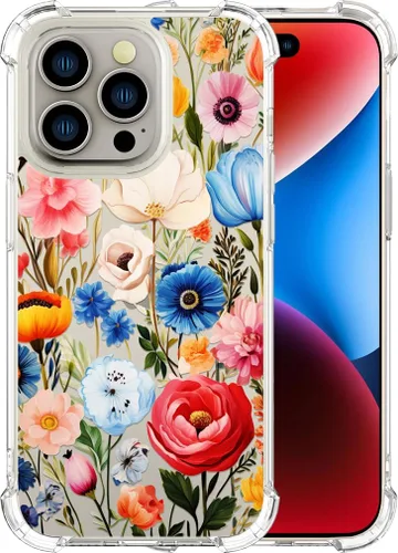 Miniatura 47 de Compatible con iPhone 14, funda transparente y bonita para mujeres y niñas, diseño floral, diseño floral femenino, funda para teléfono 14