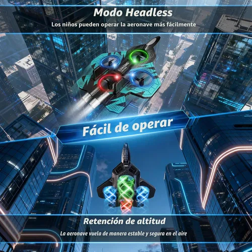 Miniatura 6 de Avión RC de espuma con luz LED fría, modo giratorio de 360° y sin cabeza, avión de control remoto para niños y adultos mayores de 6 años, juguete