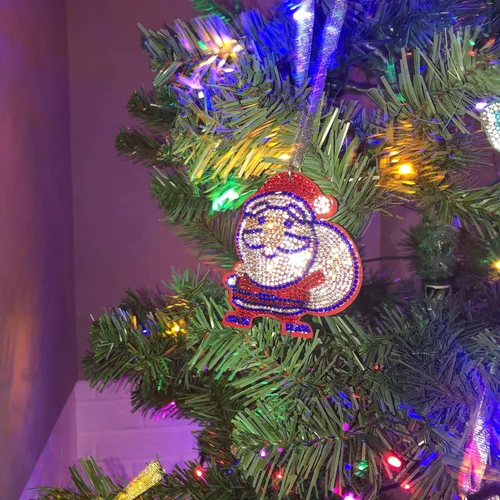 Miniatura 2 de Popfizzy Adornos de Navidad de Papá Noel 2023, decoración de Navidad para árbol, adornos de árbol de Navidad con diamantes de imitación, decoración