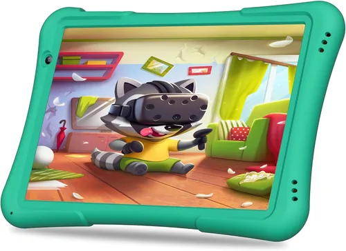 PRITOM Tableta para niños de 10 pulgadas Android 14, 32GB, Quad-Core, 6000mAh, pantalla IPS HD grande, WiFi 6, cámara dual, Bluetooth, tableta para