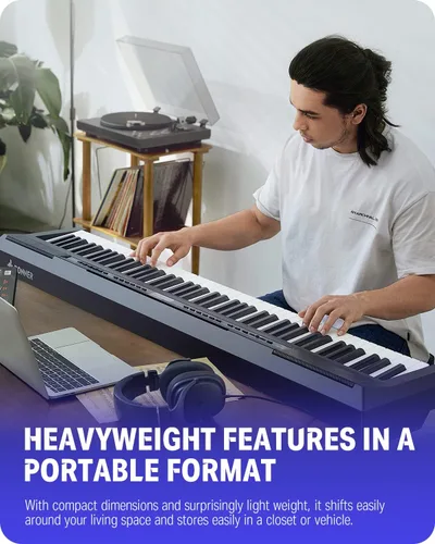 Miniatura 8 de Donner DEP-20 Piano digital para principiantes de 88 teclas, teclado ponderado de tamaño completo, piano eléctrico portátil con pedal