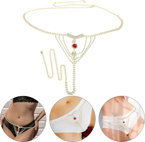 Miniatura 4 de Holibanna Sexy borla de cristal ropa interior tanga bragas club nocturno bragas de cristal bikini verano playa vientre cadera cintura cadena