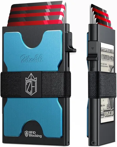 Miniatura 12 de Zitahli Cartera novedosa para niños y hombres, tarjetero delgado con capacidad para 6 + 6 tarjetas, funda de tarjeta de metal, carteras minimalistas