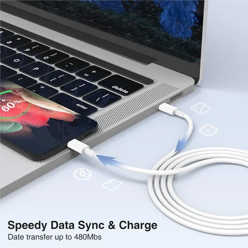 Miniatura 5 de Paquete de 2 cables USB C a USB C de 10 pies y 60 W, cable tipo C a tipo C, cable de carga rápida para iPhone Air 17 16e 16 15 Pro Plus Pro Max