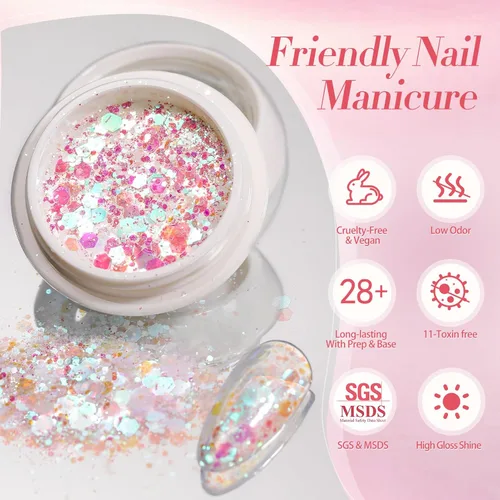Miniatura 7 de Born Pretty Polvo de Purpurina para Uñas, Cromado Rosa, Espejo Metálico, Holográfico, Aurora, Pigmento en Polvo, Juego de Decoración de Uñas, 6