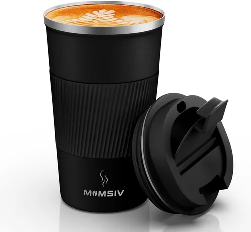Miniatura 13 de MOMSIV Taza de viaje de 17 onzas, taza de café aislada con tapa a prueba de fugas, vaso reutilizable de doble pared de acero inoxidable al vacío