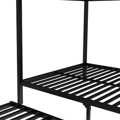 Miniatura 8 de Bellemave Litera de metal con nido, litera individual sobre matrimonial con barandilla y escalera para niños/adolescentes, adultos, no necesita