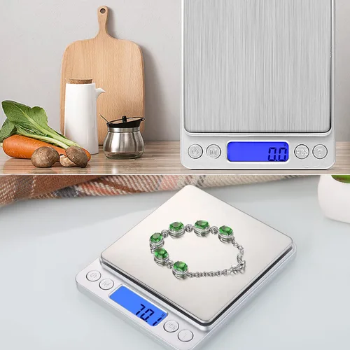 Miniatura 7 de Báscula digital pequeña, 6.6 lbs/0.00 oz, 6.6 libras, báscula de cocina, báscula de alimentos, con pantalla LCD retroiluminada azul, 6