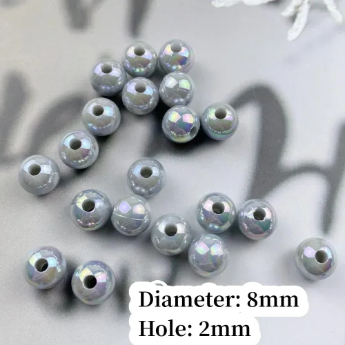 Miniatura 3 de 300 cuentas de perlas para manualidades de 0.315 pulgadas (0.315 in), cuentas redondas sueltas de perlas para collares, pulseras, aretes, Gris Claro