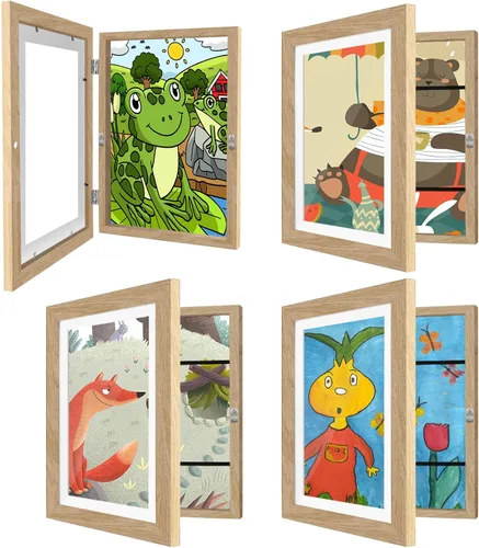 Paquete de 4 marcos de arte para niños de 8.5x11 pulgadas, marcos reversibles cambiables para exhibición de fotos, almacenamiento para proyectos de