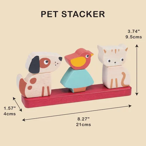 Miniatura 7 de Mentari Juguete interactivo apilador para mascotas, juego de 6 piezas, gatito, cachorro, pájaro, tablero base con clavijas