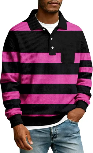 Miniatura 37 de Camisas de manga larga con botones a cuadros para hombre, con cuello de manga larga, estilo casual, elegante, a cuadros 2- amarillo