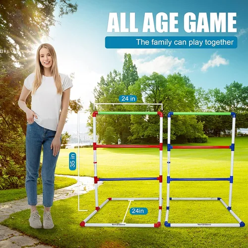 Miniatura 2 de WIn SPORTS Juego de lanzamiento de escalera para exteriores, juego de lanzamiento de pelota para interiores con 6 bolos pesados, funda de transporte