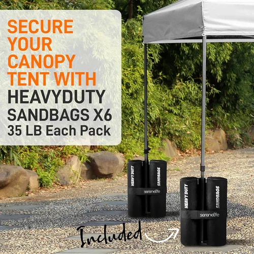 Miniatura 4 de SereneLife - Tienda de campaña desplegable de 10 x 20 pulgadas, toldo plegable, con parte superior de tienda impermeable, bolsa de transporte Blanco