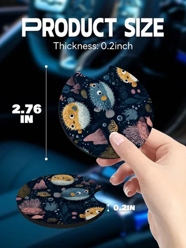 Miniatura 5 de WOCOCN Posavasos para automóvil, portavasos para automóvil, 2.75 pulgadas, antideslizantes y absorbentes, bonitos accesorios interiores para Negro