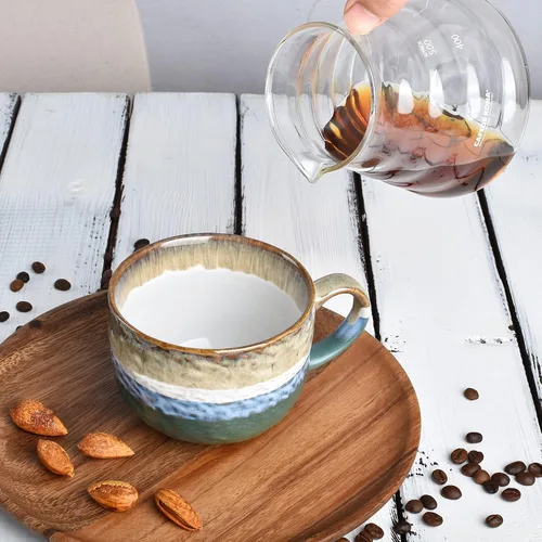 Miniatura 5 de Bosmarlin Juego de 2 tazas grandes de cerámica Jumbo Latte de 16 onzas, para café, sopa, capuchino, chocolate caliente, aptas para lavavajillas