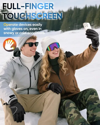 Miniatura 6 de Guantes de invierno para mujeres y hombres, impermeables y cálidos, guantes sensibles al tacto para ciclismo, correr, trabajar, actividades al aire
