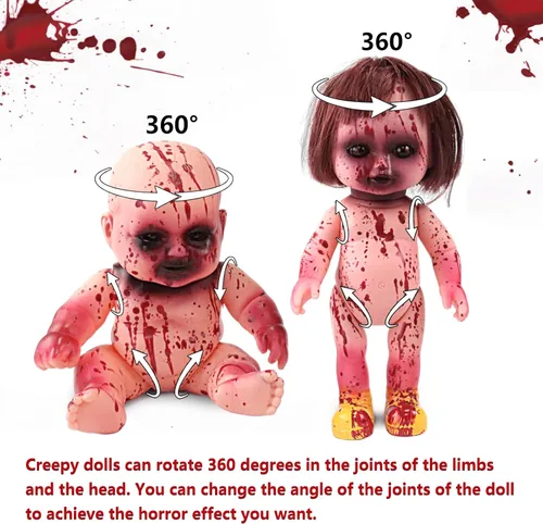 Miniatura 2 de 2 muñecas espeluznantes de Halloween, de 10 pulgadas, muñeca de zombi colgante aterradora con cuerda, decoración de terror de terror de Halloween