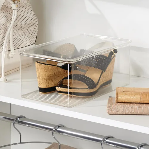 Miniatura 3 de iDesign Caja de zapatos apilable – Caja de zapatos de plástico con tapa con bisagras – Transparente – Fabricado en Estados Unidos