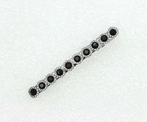 Miniatura 3 de Faship Preciosa pinza de pelo de cocodrilo floral de cristal negro