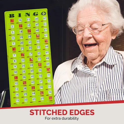 Miniatura 8 de MR CHIPS Tarjeta Maestra de Bingo con Punta de Dedo Anti-Atasco con Ventanas Deslizantes Tarjetas de Cartón Grande para Cantar Estilo Verde Tablero