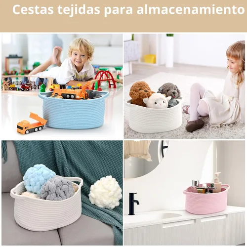 Miniatura 6 de Happyiren Linda Cesta Tejida para Regalo – Cesta de Regalo Vacía Beige para Guardería, Regalos de Fiesta de Bebé, Cumpleaños, Boda, Cestas Boo