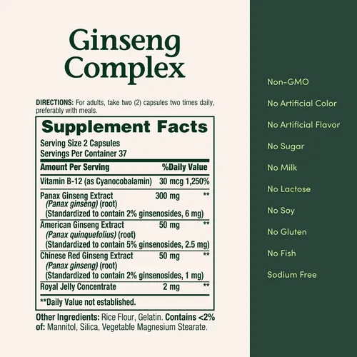 Miniatura 5 de Complejo herbal para la salud de Nature's Bounty, cápsulas de ginseng, 75 cada una, 74312119323, paquete de de 1, 1, 1