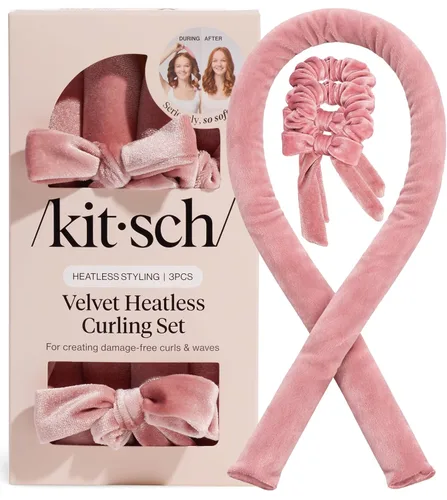 Miniatura 10 de Kitsch Juego de rizadores de pelo sin calor XL satinados, rizos sin calor, cómodos rizadores de pelo para dormir sin encrespamiento, sin daños por