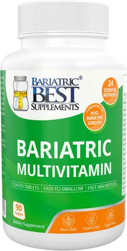 Multivitamínico bariátrico con hierro para bypass gástrico y cirugía de manga, suplementos energéticos, 90 tabletas, 24 nutrientes esenciales,