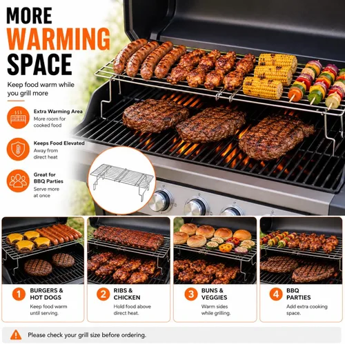 Miniatura 7 de Hisencn Rejilla Universal para Parrilla de Gas/Pellets de Madera/Plancha/Parrilla Ahumadora, Rejilla de Calentamiento Ajustable, Rejilla Superior