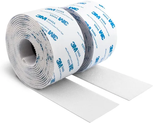 Cinta autoadhesiva de velcro de 3M, 2" x 6.1 m de largo, 9448A, cinta adhesiva con parte posterior entrelazada, sujetador de tela de nylon de Blanco