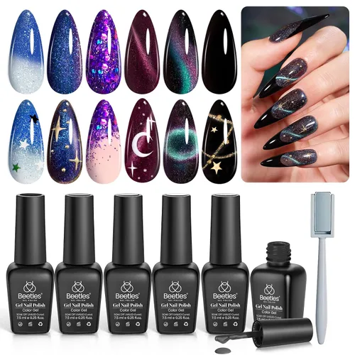 Miniatura 17 de Beetles Bubbly Mixology - Juego de esmaltes de uñas de gel de ojo de gato, 8 colores pastel, primavera, brillante, kit de esmalte de gel