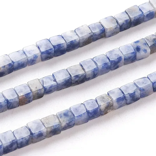 KISSITTY 180 cuentas espaciadoras de piedras preciosas de jaspe azul natural de 0.157 pulgadas (0.157 in), cuentas de cristal semipreciosas, mini