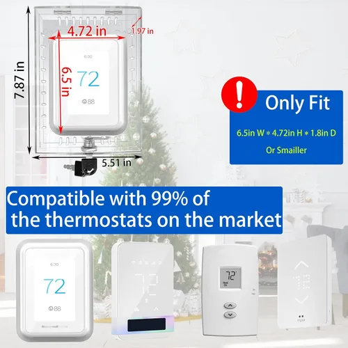Miniatura 2 de Caja de bloqueo universal de termostato con llave, protector de termostato grande transparente para termostatos en pared, protector de termostato