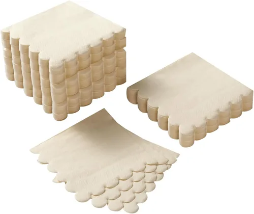 Miniatura 19 de 100 paquete de servilletas de cóctel de 2 capas con borde festoneado, servilletas de postre plegadas de 5 x 5 pulgadas, servilletas desechables