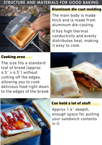 Miniatura 4 de camping moon Sandwich Maker Hot Sand Single Burner Gas Fire Open Fire Compact Aluminum TT-1315 Plateado