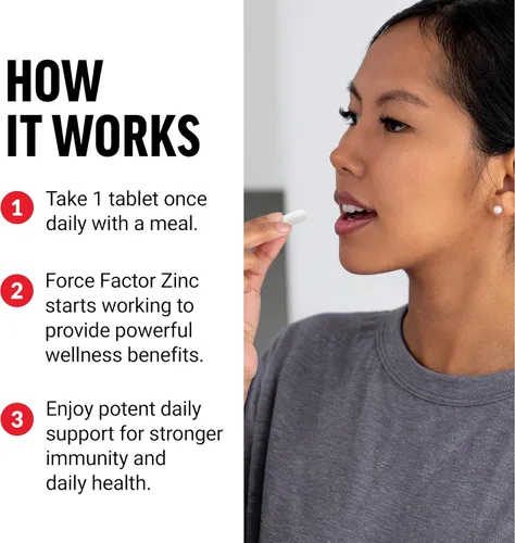 Miniatura 4 de Force Factor Zinc 50mg, suplementos de zinc con polvo de óxido de zinc, gluconato de zinc y citrato de zinc para apoyo inmunológico y salud