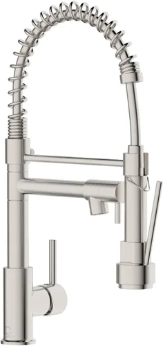 Miniatura 18 de Grifo de cocina con dispensador de jabón, grifos de fregadero de cocina de resorte de una sola manija con rociador desplegable y placa de cubierta