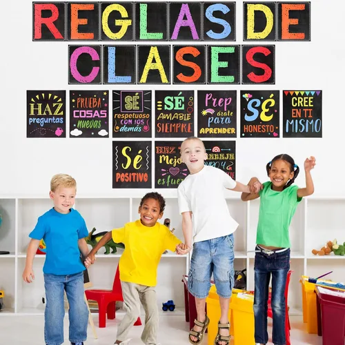 Miniatura 6 de Nezyo 24 pósteres de reglas del aula española Reglas Escolares en español para profesores, escuela primaria, secundaria, regreso a clases, arte