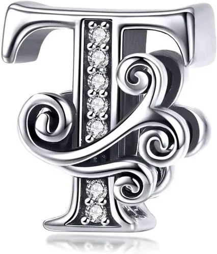 Plata de ley 925 maciza con piedras cúbicas, opciones de regalo completas AZ alfabeto encantador, letras abalorios para pulseras europeas Pandora
