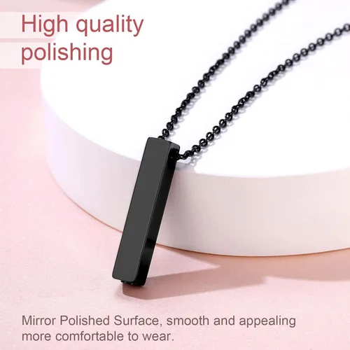 Miniatura 105 de FindChic Collares personalizados con urna para cenizas, barra vertical, gato, luna, reloj de arena, garra de perro, acero inoxidable, chapado en oro