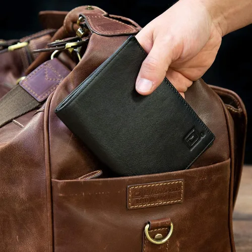 Miniatura 5 de Cartera RFID para pasaporte organizador de viaje - 2 soportes para pasaporte - Bifold de cuero delgado, Negro -, Cartera Rfid