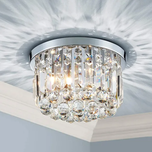 Miniatura 8 de AGV LIGHTING CL003F - Lámpara de techo de cristal K9, moderna lámpara de techo semiempotrada, perfecta para sala de estar, dormitorio, comedor, D13