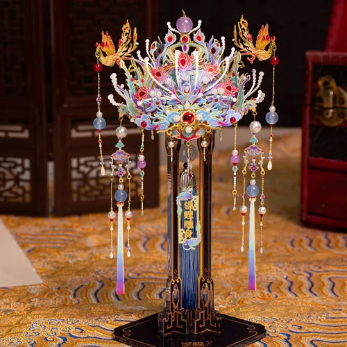 Miniatura 7 de MU Rompecabezas de metal 3D DIY Kits de modelo Phoenix Coronet Series E Yuanchu, cultura china miniatura rompecabezas de construcción DIY Sets