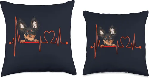 Miniatura 3 de Russian Toy Terrier Owners & Lovers Gifts & Tees Russian Toy Terrier Heartbeat EKG My Dog is My Valentine - Almohada de 16 x 16 pulgadas, multicolor
