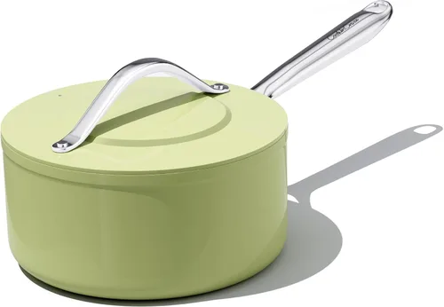 Miniatura 10 de CookinCraze Cacerola de cerámica antiadherente de 3.5QT con tapa, olla de sopa de 8 pulgadas, distribución uniforme del calor, olla de cocina Azul